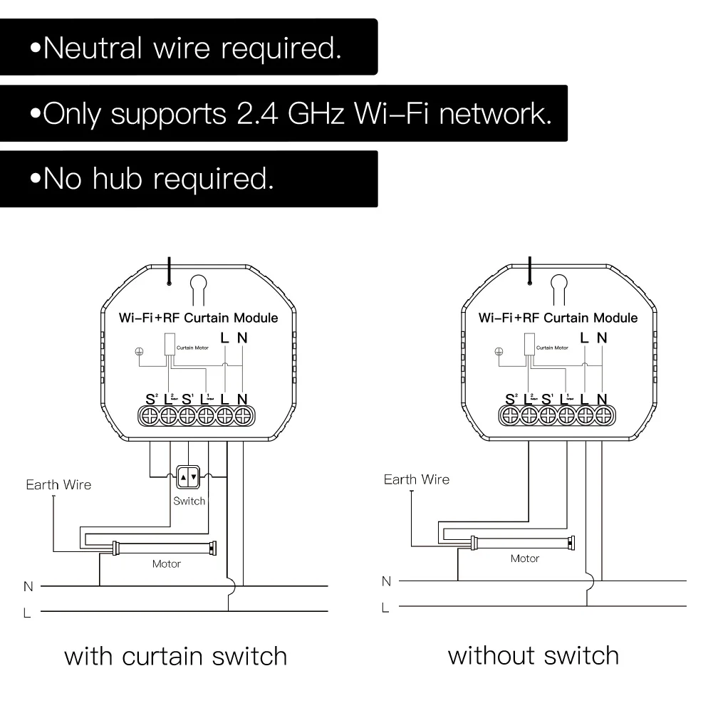 RF433 WiFi Interruptor de cortina com controle