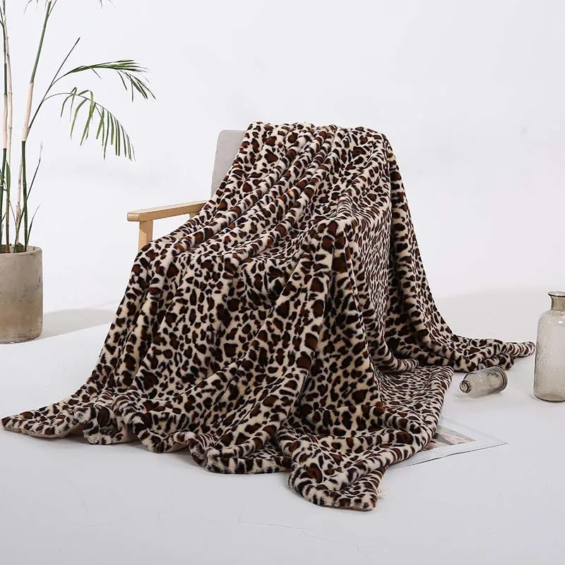 leopard print Khaki Леопардовое Полосатое теплое домашнее постельное белье теплый плед Диван офисный Плед покрывало коралловый флис кресло одеяло покрывало - Цвет: leopard print Khaki