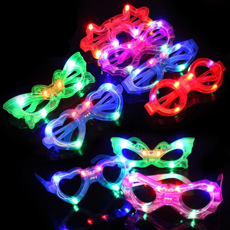 2022 New LED Flashing Blinking Glasses Kids Adults Light Up Love Heart Shutter Blinds Eye Halloween Glow Party Supplies | Дом и сад