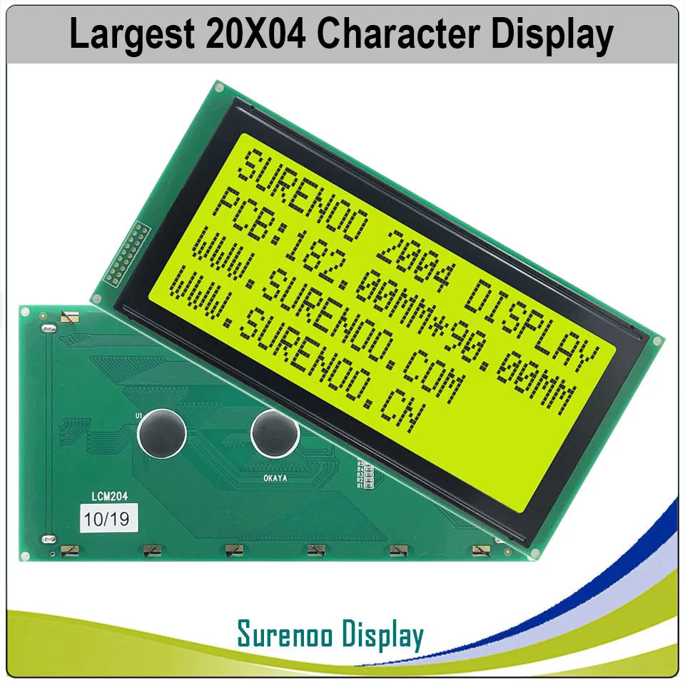 Крупнейших 204 20X4 2004 символов ЖК-дисплей модуль Экран дисплея LCM желтый и зеленый цвета ЖК-дисплей с желтый и зеленый цвета светодиодный Подсветка