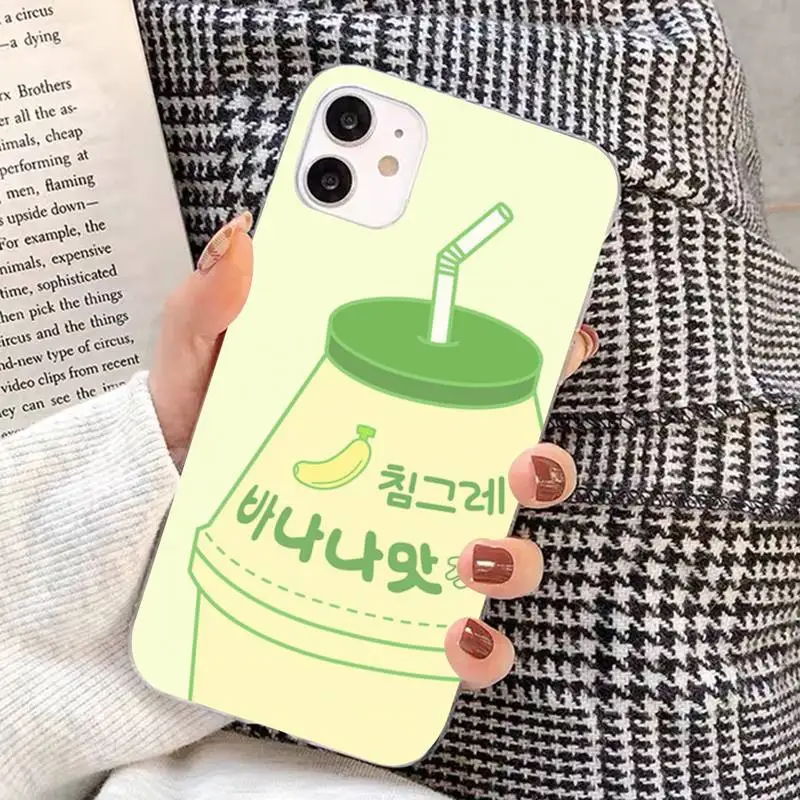 Cute Korea Banana Milk Strawberry Drink Phone Case for iphone 13