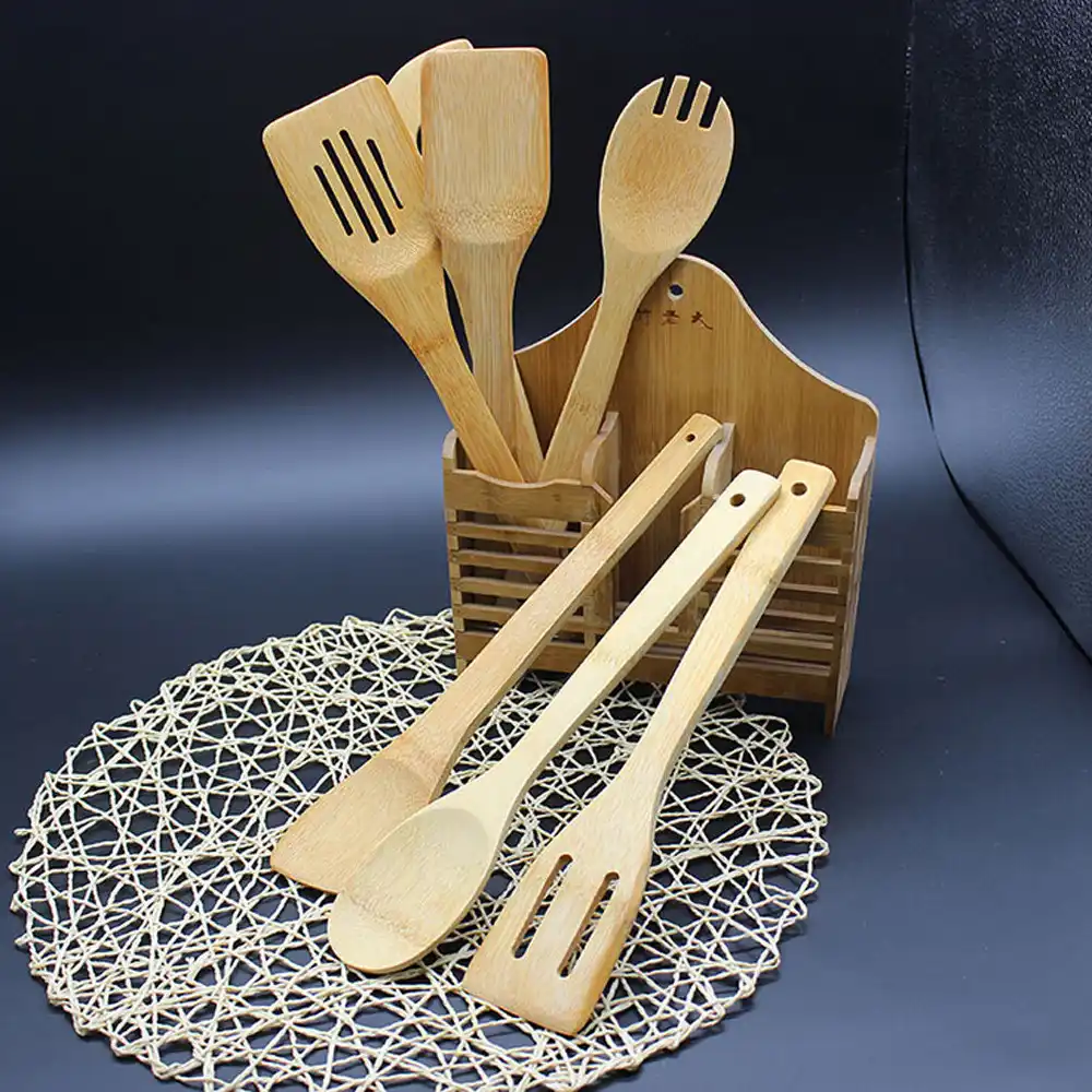5 Piece Wooden Cooking Tool Kitchen Bamboo Utensils Tool Kitchen Bamboo Cooking Utensils