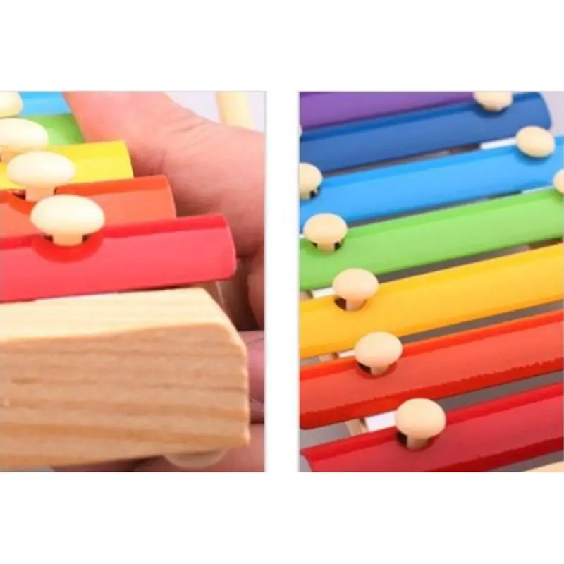 Ксилофон 8 клавиш из нержавеющей стали клавиатура деревянная рука стучать музыкальные ударные инструменты Развивающие игрушки для детей Детские
