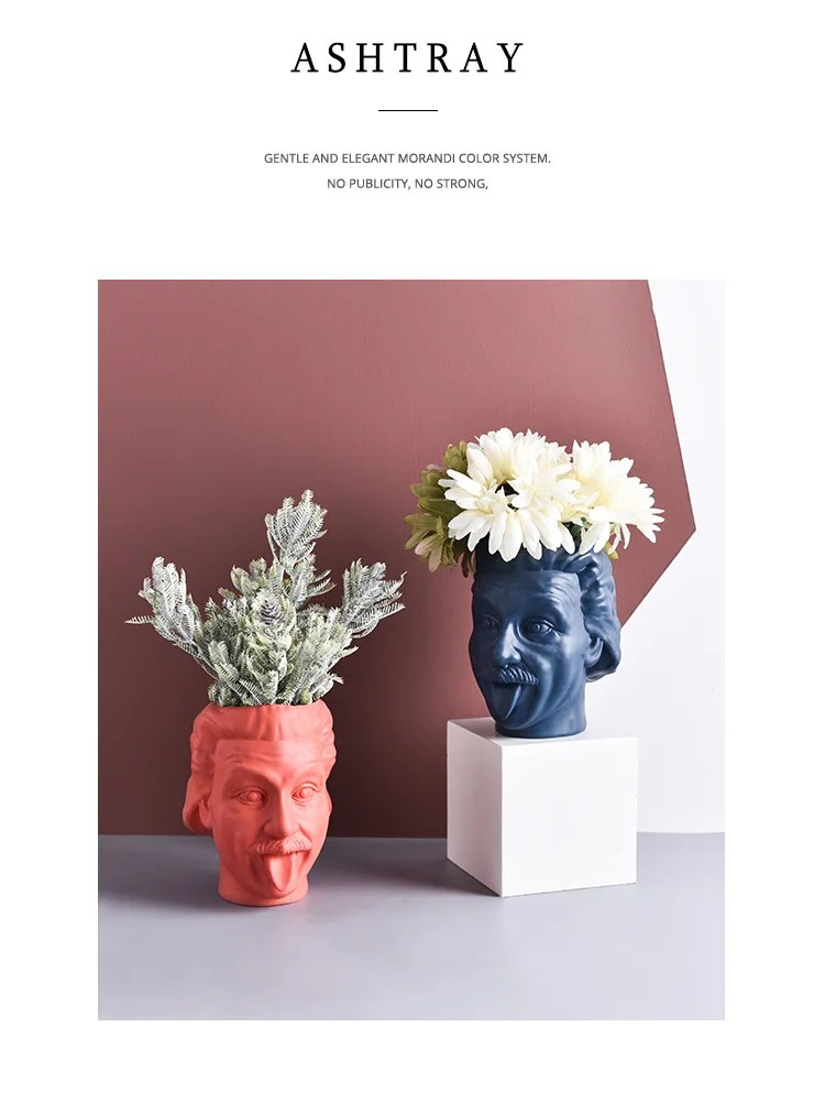 Нордическая Смола Искусство Забавный Эйнштейн driedflowervaseofficeспальня крыльцо цветок украшения ремесла ручка держатель косметический инструмент Storagetank