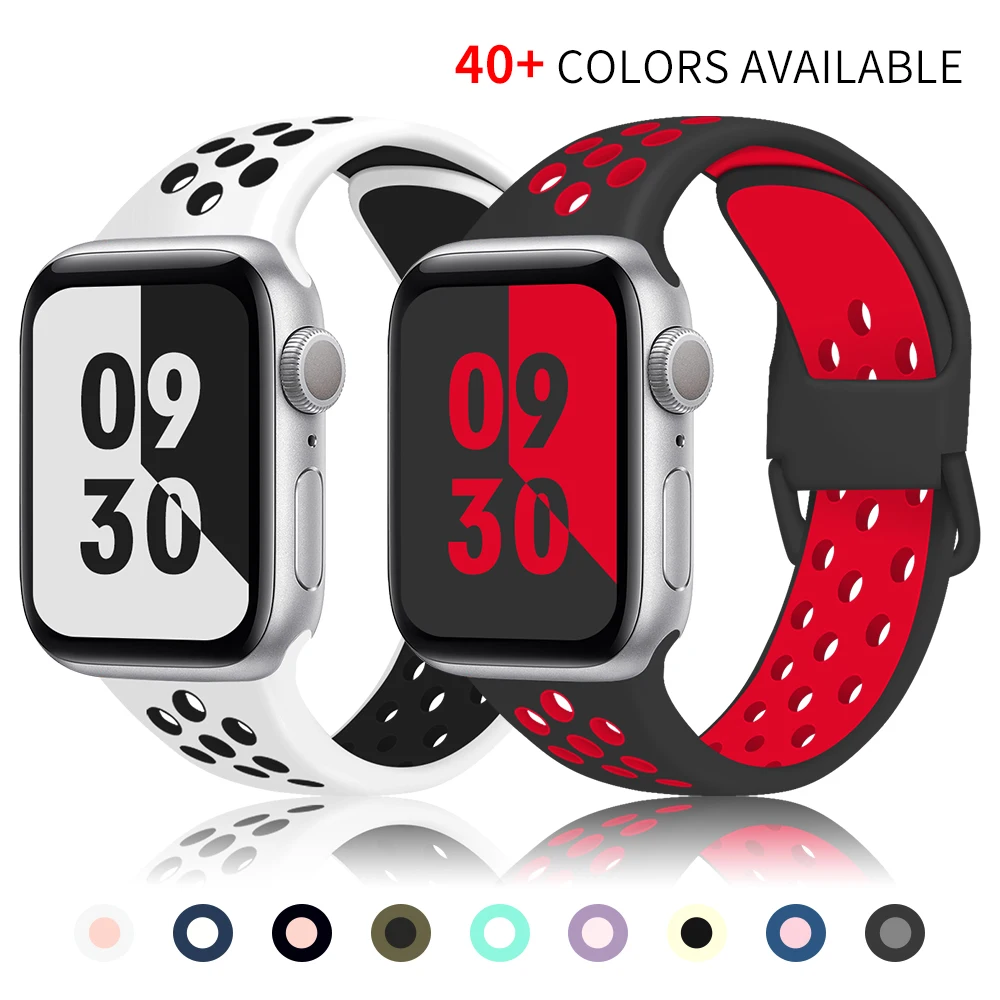 

Soft Silicone Band for Apple Watch Series 1 2 3 42mm 38mm Rubber Strap for iWatch band 4 5 6 SE 40MMM 44MM