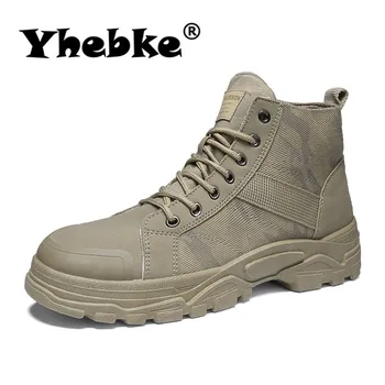 

Yhebke Men Casual Canvas Rubber Boots Comfortable Breathable Sports Safety Sneakers Winter Military Army Shoes Light Male boots