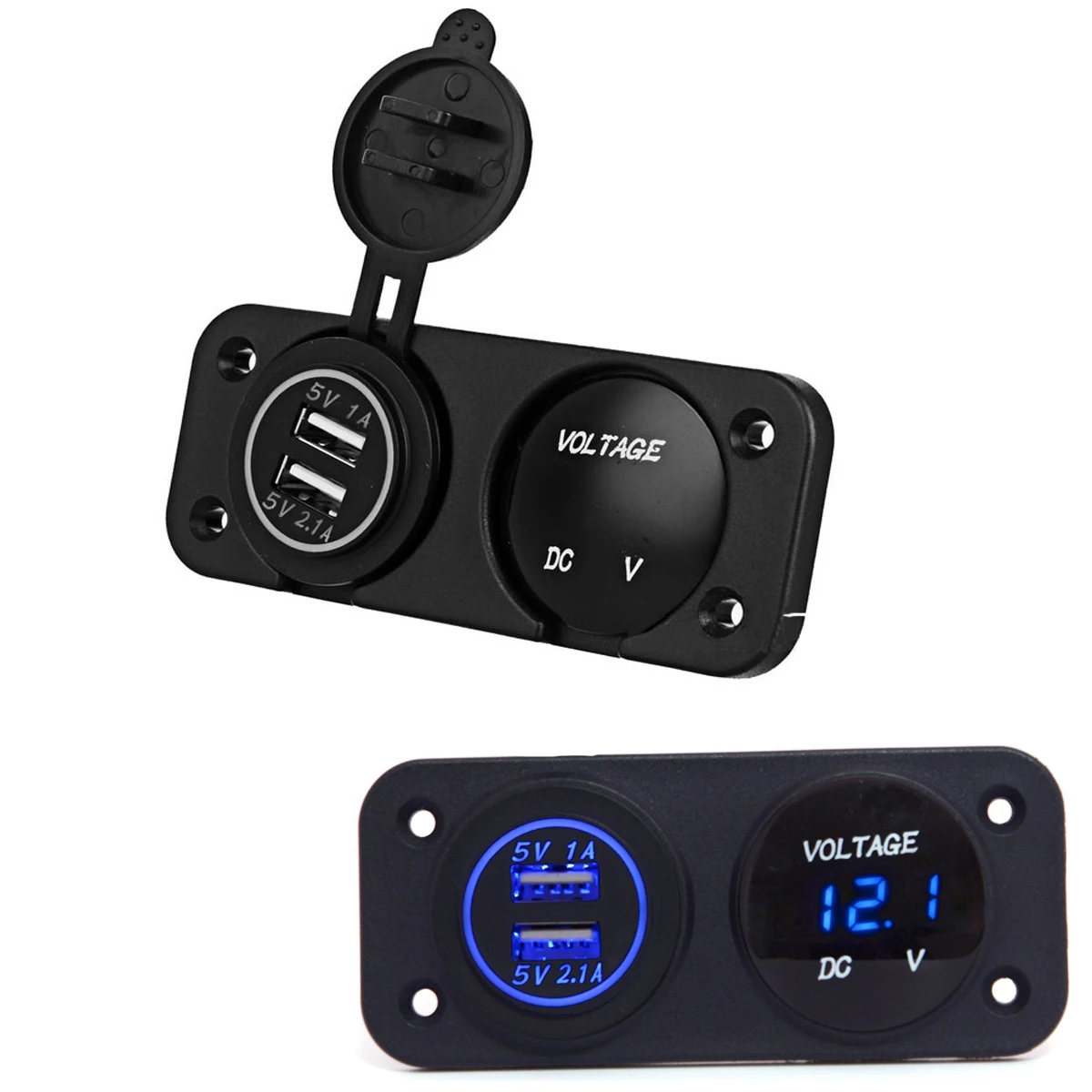 DC 12 V-24 V светодиодный цифровой вольтметр+ двойное USB Автомобильное зарядное устройство для мотоцикла 2.1A/1A для автомобиля мотоцикла зеленый синий красный