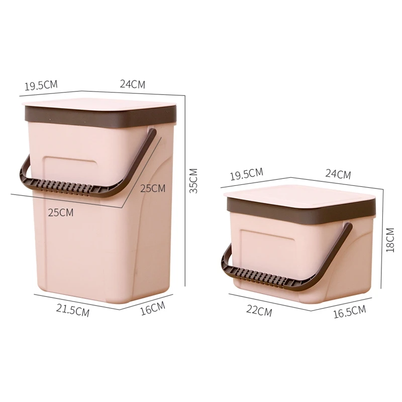 Waste Bin Office Kitchen Bathroom Dustbin with Save Space For Home Wall Mounted Trash Can Dual-Use Storage Box Brown-S