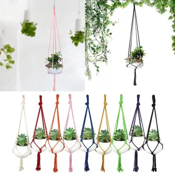 

Vintage Decor Macrame Plant Hanger Basket Flowerpot Plant Holder Macrame Hanging Knotted Lifting Rope Garden Garden Decor