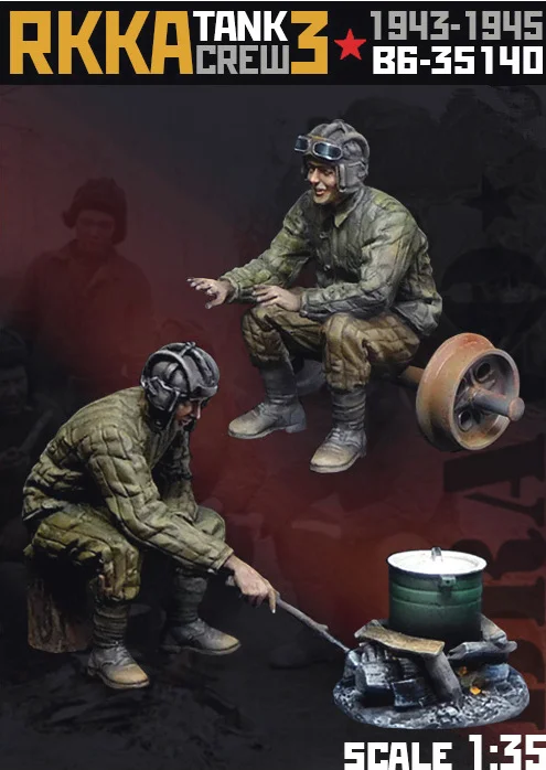 1:35 resin model kit Soviet tank soldiers 2 figures Unassembled Unpainted 