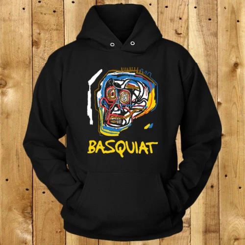 Jean Michel Basquiat arte logotipo hombres #039; s Sudadera con capucha negro|Sudaderas con capucha y - AliExpress