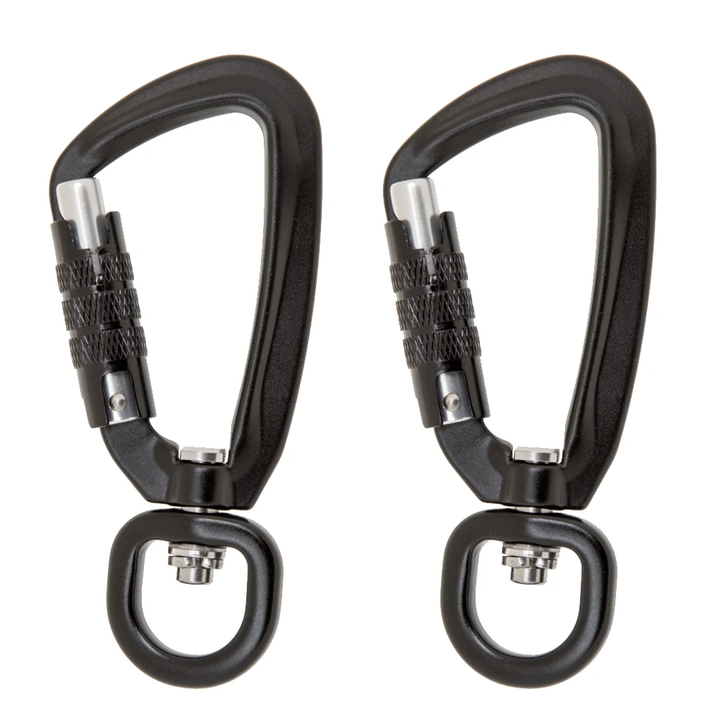 2Pcs Heavy Duty Swivel Auto Self Lock Carabiner Hook Dog Leash Clip Snap - 500KG