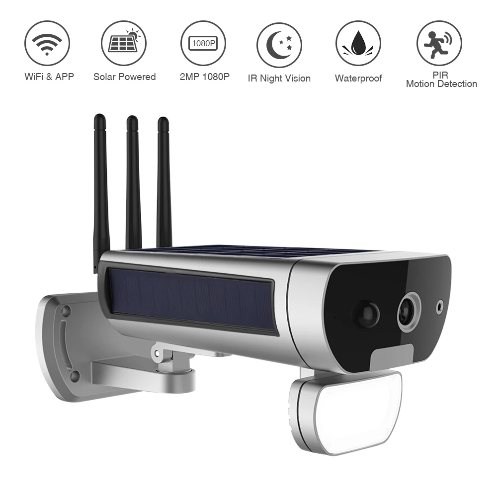 

Solar Powered 2MP COMS sensor Outdoor WIFI IP Camera 1080P Resolution Security Waterproof Night Version IP Camera