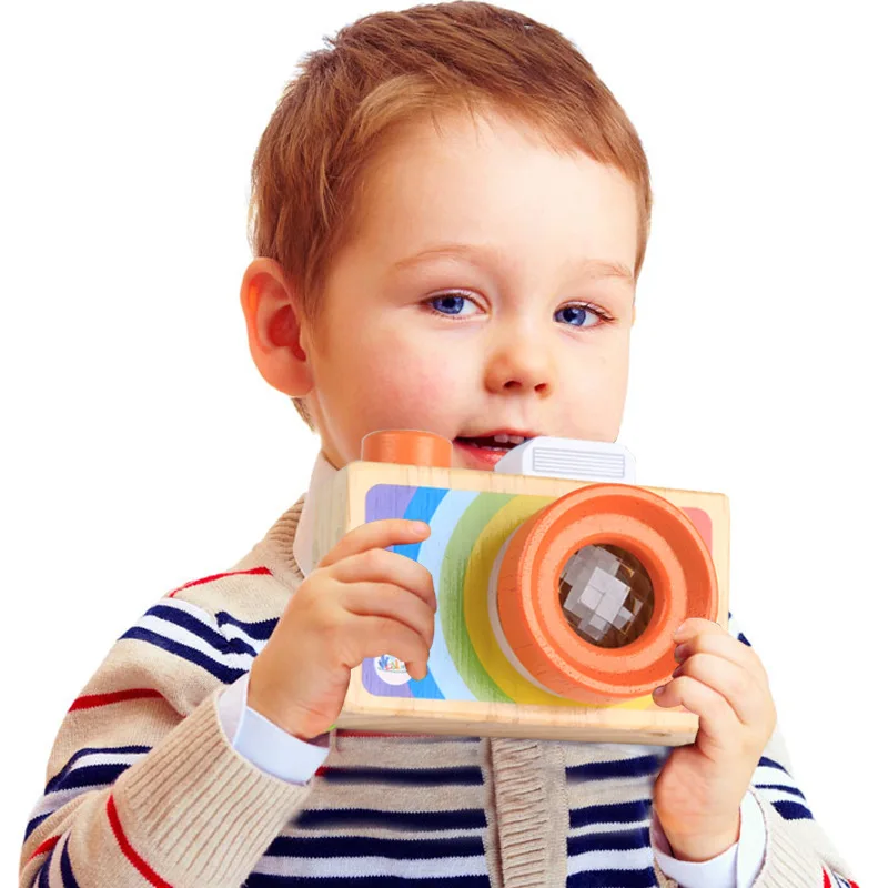 

Wooden Cartoon Single-lens Reflex Camera-Kaleidoscope Polygon Prism Flexible Bee Eye Effect Children Fun Scientific And Educatio