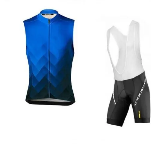 MAVIC Summer breathable Men Cycling Sleeveless Jersey Set MTB Bike Shirts Bib Shorts 16D Gel Pad suit Ropa Ciclismo Quick drying - Цвет: A-9