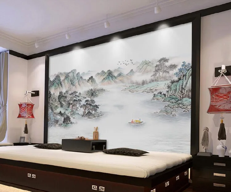

TV Wall Wallpaper Chinese Style Love for Nature Non-woven Wallpaper Mural Living Room Sofa Library Wall Cloth