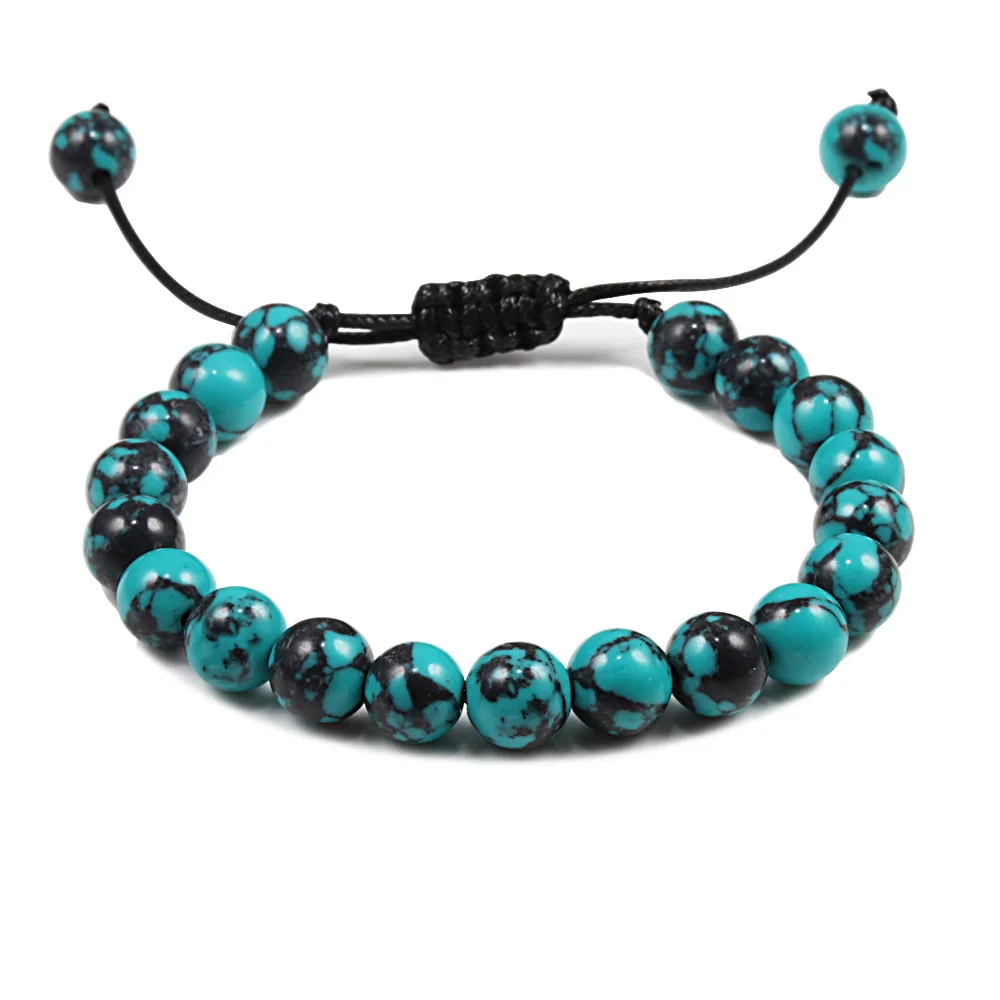 Регулируемые браслеты с бусинами из Натурального Камня Браслеты плетеная веревка баланс для женщин мужчин Йога браслет, бижутерия дружба подарки Pulseira - Окраска металла: Pattern Blue