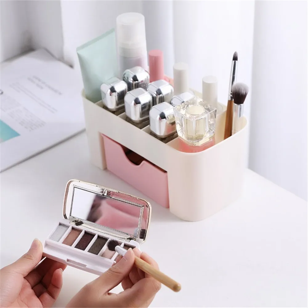 Makeup Box Organizers Large Makeup Brushes Holder Cosmetic Storage Box with Drawer Plastic for Brushes Holder Sundries Container