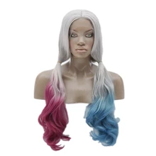 Длинные волнистые Harley queen цвет косплей парик средний пробор Омбре волосы синтетический кружевной передний парик для женщин ежедневный макияж