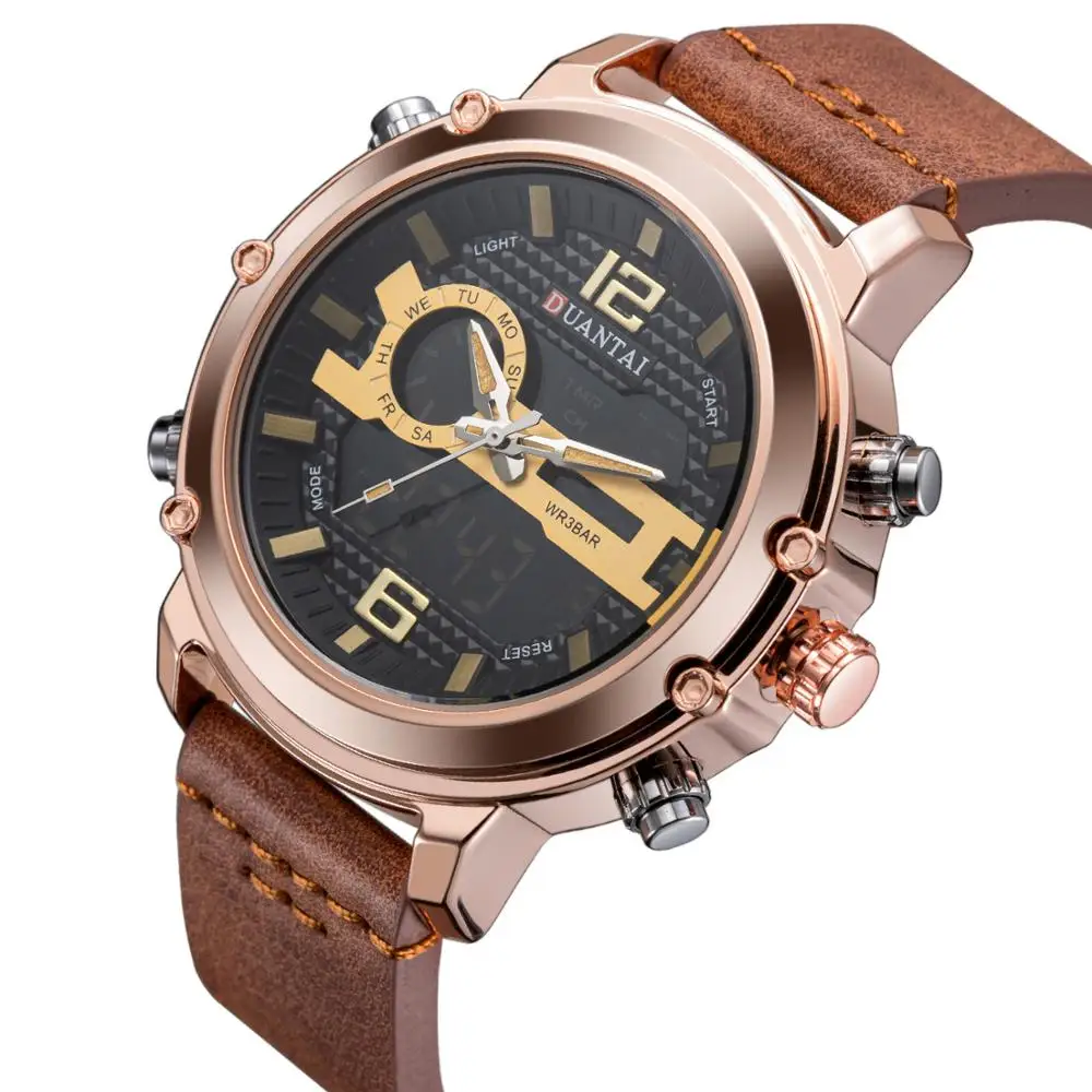 DUANTAI Mens Fashion Multifunction Double Display LED Digital Watch ...