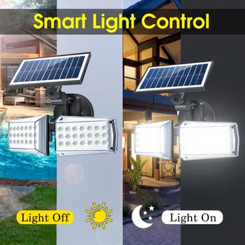 

Solar Powered Wall Lamp Microwave Body Induction Rotatable PIR Motion Sensor Light Outdoor Waterproof Dual Head Garden Lighting