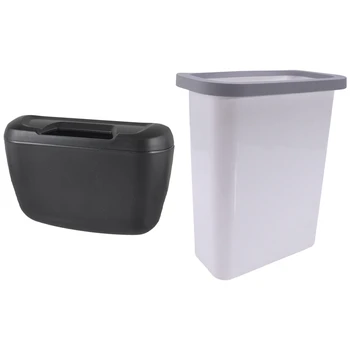 

Black Plastic Vehicle Auto Goods Car Trash Bin Garbage Box With Hook & Kitchen Hanging Trash Can Door Bathroom