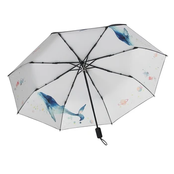 

Automatic Uv Protection 3 Folding Umbrella Black Coating Windproof Rain Sun Umbrella Household Simple Umbrella New Korea l