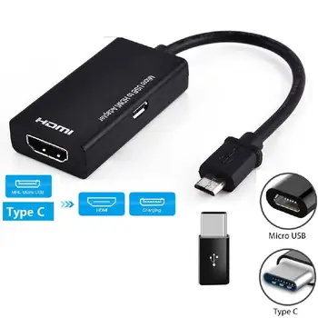 

2020 new For Type C & Micro USB To HDMI Adapter Digital Video Audio Converter Cable HDMI Connector For Laptop Phone