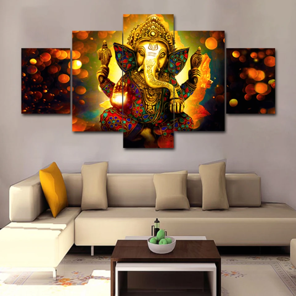 

Abstract Elephant Trunk Buddha 5 pcs Modern Home Wall Decor Canvas Picture Art HD Print Painting On Canvas for Living Room