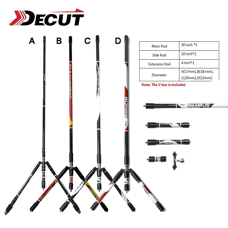Bogenschießen Carbon Stabilisator V-Bar Balance Rod Set Recurve Compoundbogen