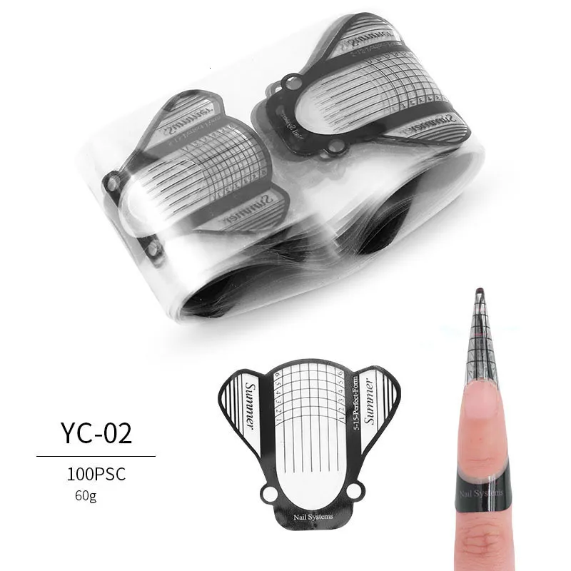 100 профессиональные формы для наращивания ногтей, французский бумажный держатель, акриловая УФ-Гелевая паста для ногтей - Цвет: YC 02