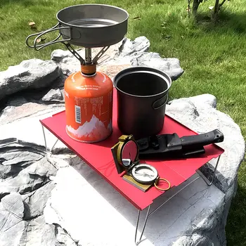 

Mini Folding Table Ultralight Portable Camp Desk with Upward Tabletop Edge and Carry Bag