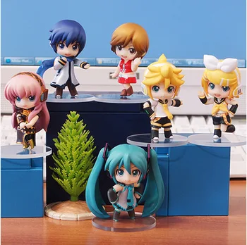 

6 pcs / set Anime Hatsune Miku Snowy Miku Sakura Miku Deep sea girl Q Ver A PVC figurine Model toy Collectible gifts