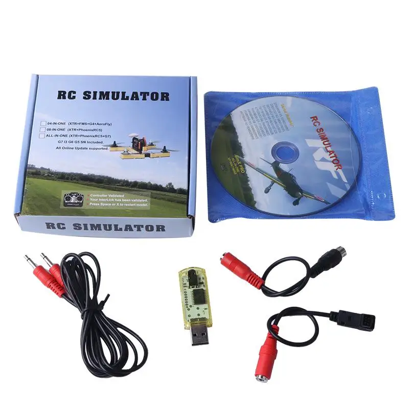 

None HIINST Computer Games RF7 22 in 1 RC USB Flight Simulator Set Fit for XTR G5 G6 G7 AeroFly PhoenixRC Sep6HY