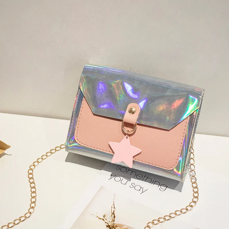 

Women's Mini Purse Creative New Style Sequin Laser Shoulder 2018 Autumn Sweet Ladies' Star Mobile Phone Bag