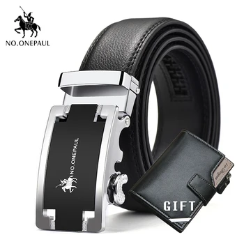 

NO.ONEPAUL men's jeans business belt silver edge jeans belt and men's classic simple wild short wallet