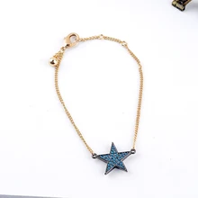 Синий& Прозрачный модный Кристальный браслет с пентаграммой женский Bijoux звеньевая цепочка браслет-Шарм подарок ювелирные изделия