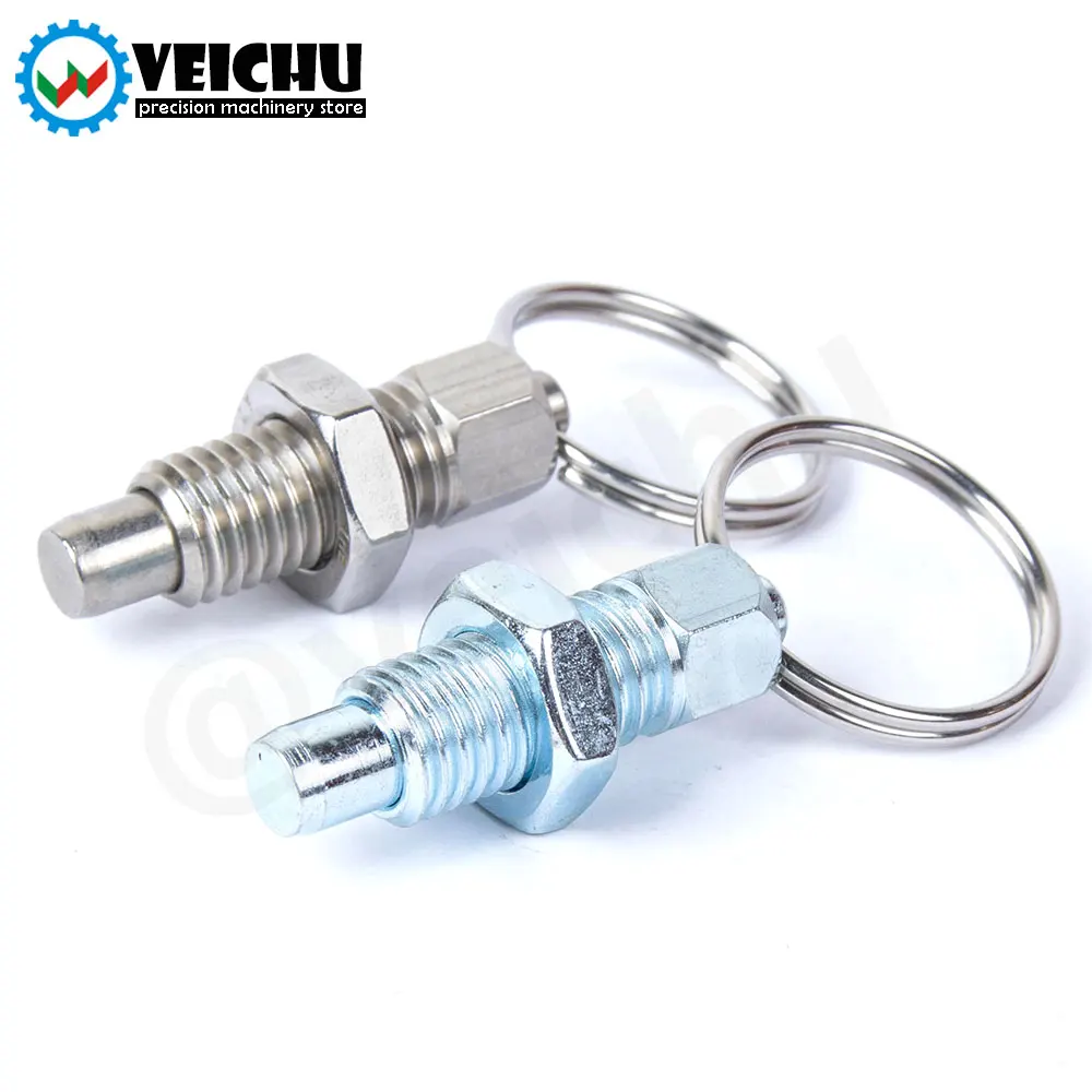 Locking Plungers stainless steel knurled plungers Short Pull Ring Hand Retractable Spring Plungers With Locking Nuts Non Lock-Out Type VCN217