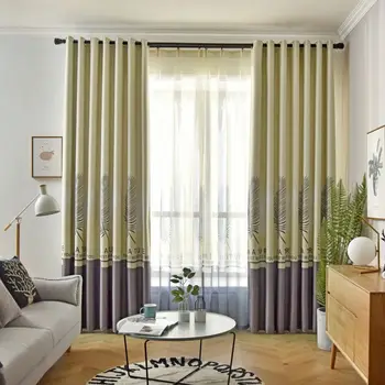 

Simple Modern Light-Shielding for Bedroom Living Room Leaves Nordic Style Curtains Living Room Blackout Drapes/Curtains