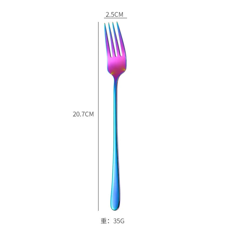 rainbow fork Горячая Распродажа, Корейская посуда, набор посуды, нержавеющая сталь, палочки для еды, ложка, вилка, набор кухонных столовых приборов, школьные, домашние, вечерние, столовые приборы - Цвет: rainbow fork