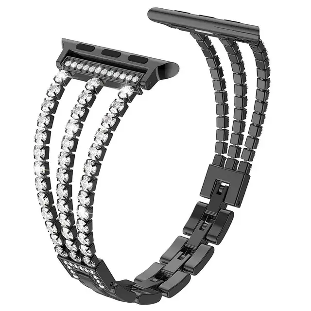 chain Steel Watch Strap For Apple Watch 6 5 4 SE 3 2 Band 38mm 42mm steel Bracelet Sport Band for iWatch series 4/3 40mm 44mm black