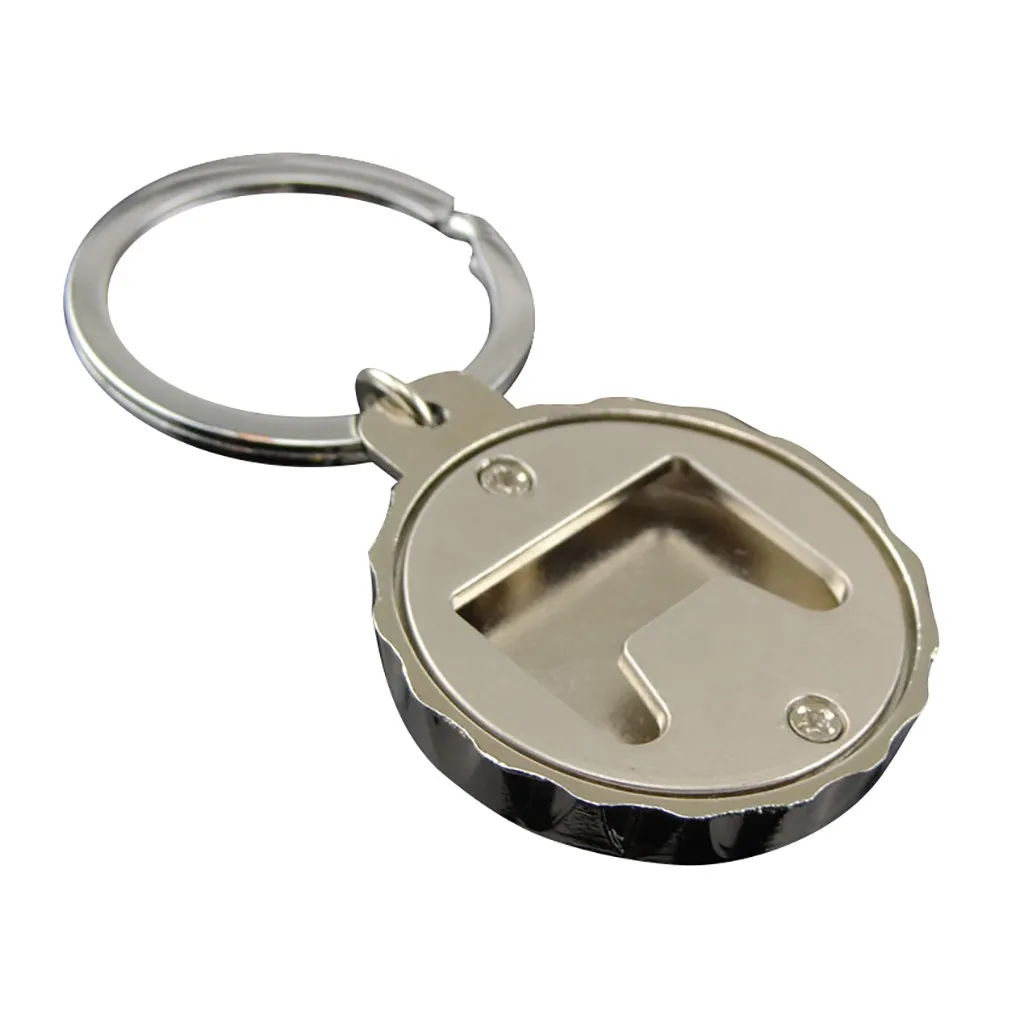 Unisex Creative Beer Bottle Cap Shaped Bottle Opener Keychain Keyring