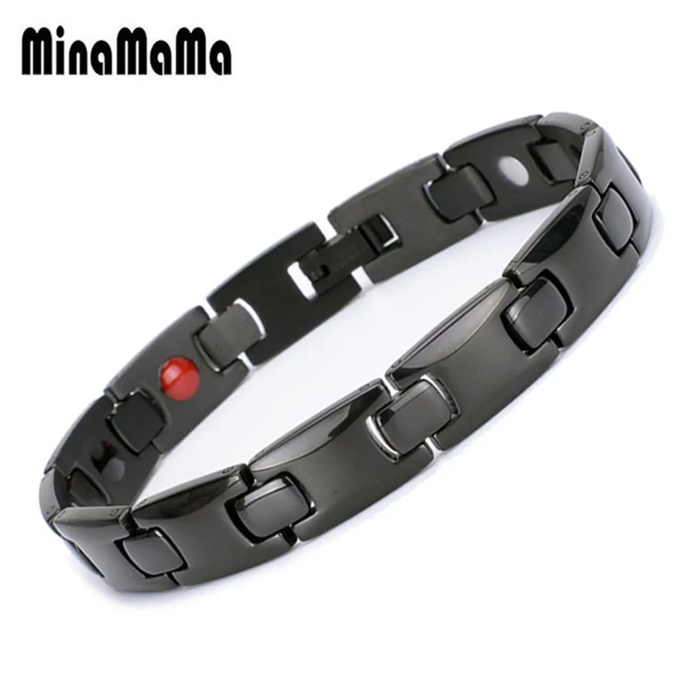 Новая мода Черный Нержавеющая сталь германий баланс энергии уход магнитный браслет для женщин и мужчин мощность здоровья браслеты