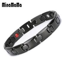 Новая мода Черный Нержавеющая сталь германий баланс энергии уход магнитный браслет для женщин и мужчин мощность здоровья браслеты