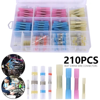 

210pcs Heat Shrink Butt Terminals Waterproof Fully Insulated Electrical Wire Connectors Cable Crimping Terminals Connector Kit