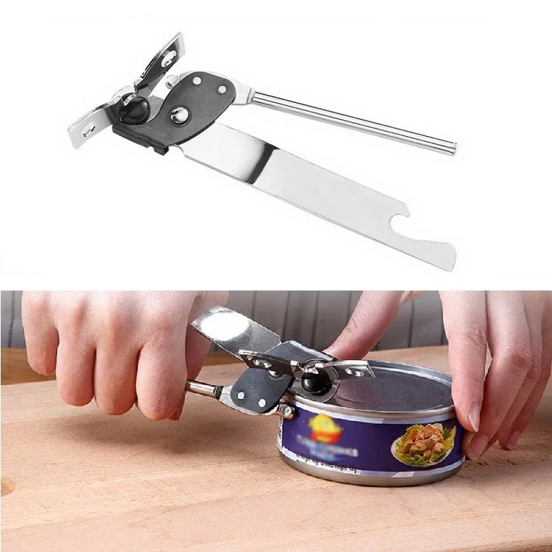 Multifunctional Stainless Steel Manual Can Opener Can Jar Tin Bottle Opener with Ergonomically Designed Handle photo