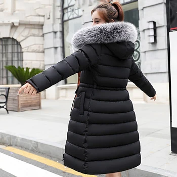 

Solid collar hooded winter women with fur ball long autumn cotton-padded womens waistcoat large yards colete 2020 fashion