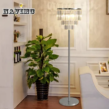 

Modern Simple Luxury led Crystal Floor Lamp Bedroom study creative living Room Table Light Smoky Gray / Transparent