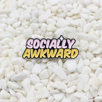 

social awkward english alphabet custom pin communication obstacle introduce yourself logo punk badge lapel enamel brooch jewelry