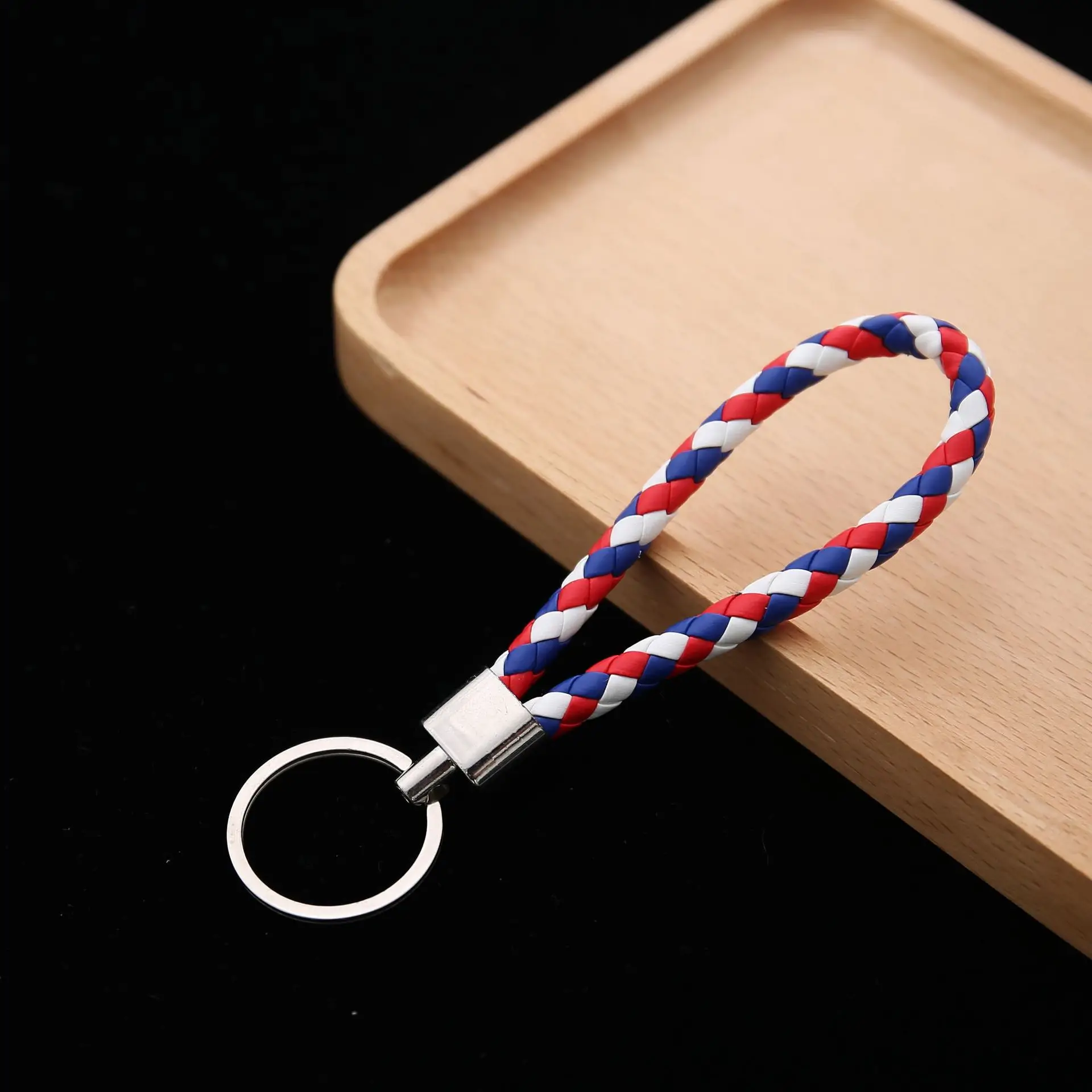 PU Leather Braided Woven Rope Keychain DIY Bag Pendant Key Chain Holder Key Car Trinket Keyring For Men Women Gift Jewelry 1 PCS
